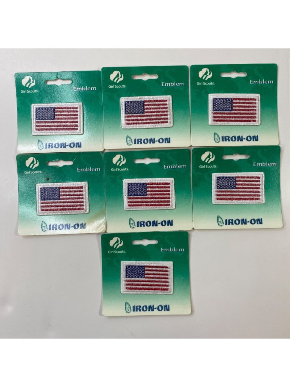 Set Of 7 Girl Scouts Iron-On American Flag Emblems